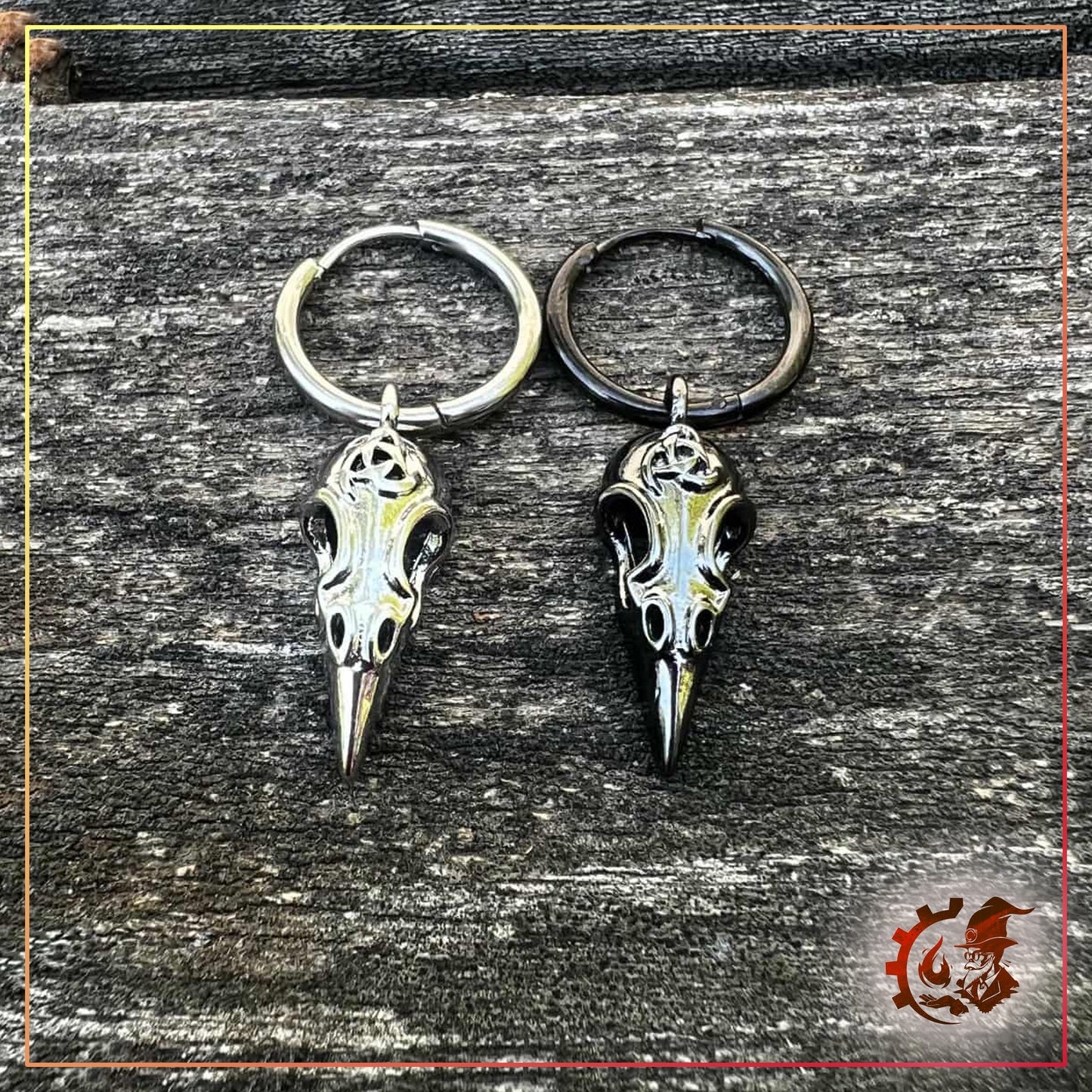 Earrings: Crow's heads