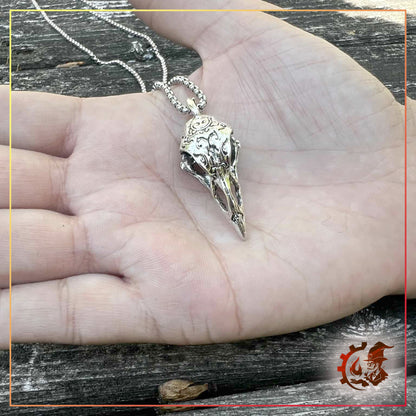 Ornamental Raven Skull Necklace