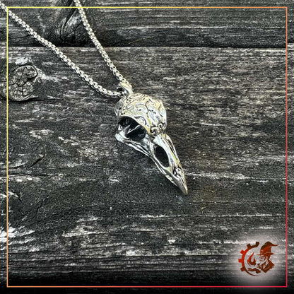 Ornamental Raven Skull Necklace