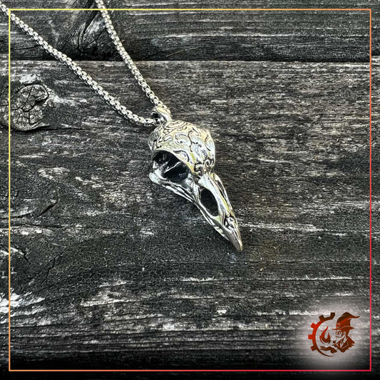 Ornamental Raven Skull Necklace