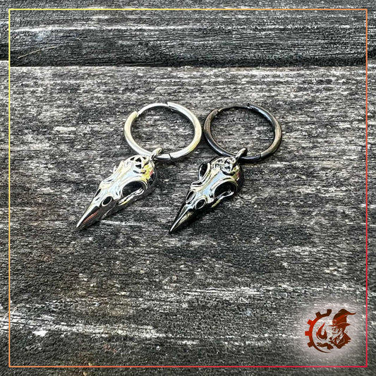 Earrings: Crow's heads